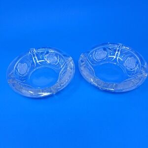 KIG Indonesia Clear Glass Ashtray Set of 2 Frosted Rose Floral‎ Design 6 Inch